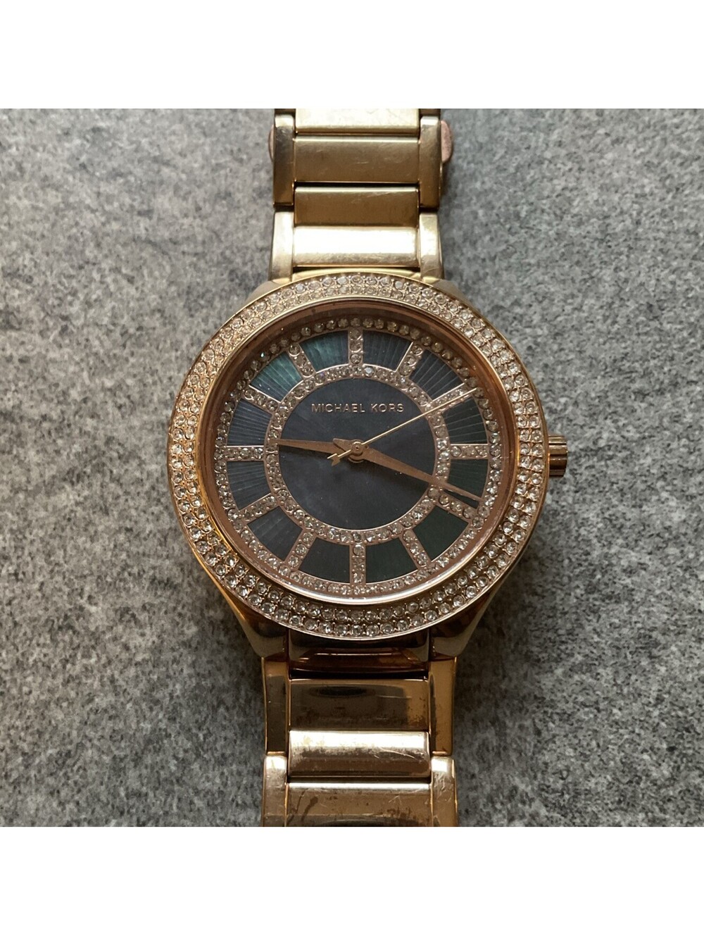 Michael Kors MK3397 Rose Gold Tone Case/Band Crystal Pave Bezel Womens Watch A20
